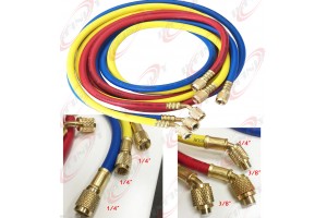 60" R410A High-Pressure Refrigerant Charging Color Hoses 800psi 1/4" 3/8" Flare